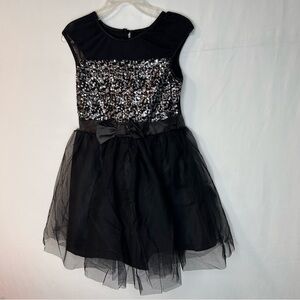 Zunie Black Dress with Silver Sequins and Bow